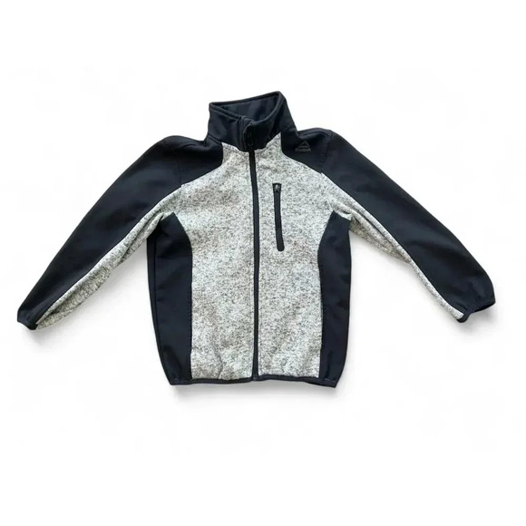 Reebok Boys Full Zip Up Jacket Mock Neck Gray Charcoal Gray Pockets Size 5/6 - Picture 1 of 7